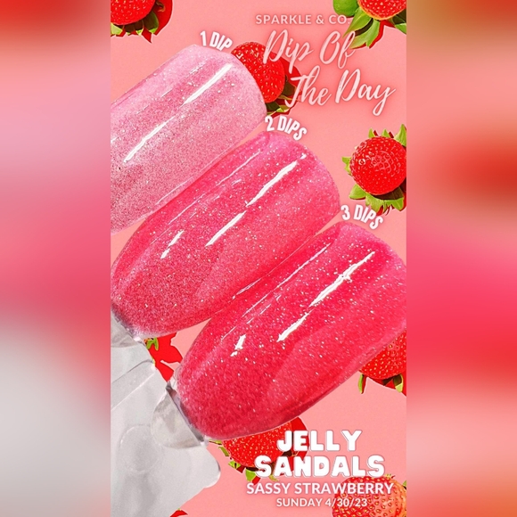 Sparkle & Co Dotd Sassy Strawberry Jelly Sandals mini dip powder - Picture 2 of 4